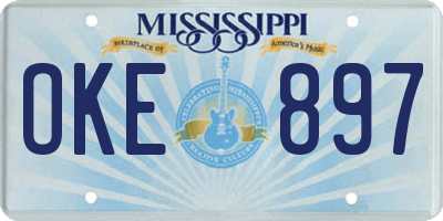 MS license plate OKE897