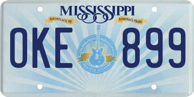 MS license plate OKE899