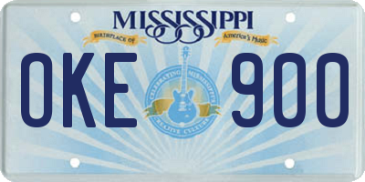 MS license plate OKE900