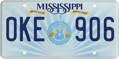 MS license plate OKE906