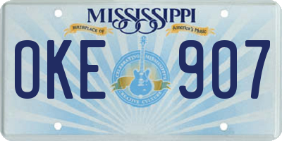 MS license plate OKE907