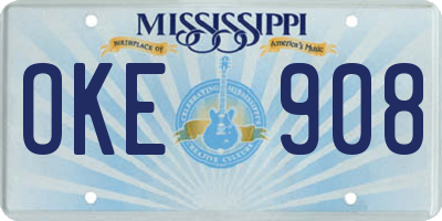 MS license plate OKE908