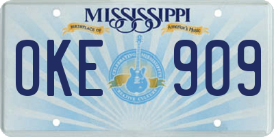 MS license plate OKE909