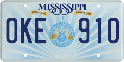 MS license plate OKE910