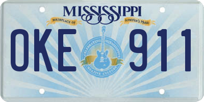 MS license plate OKE911