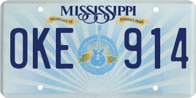 MS license plate OKE914