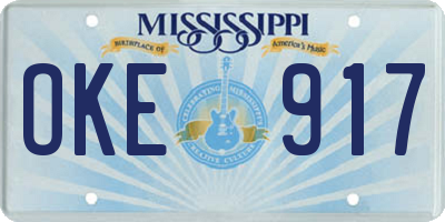 MS license plate OKE917