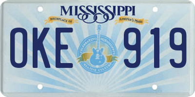MS license plate OKE919