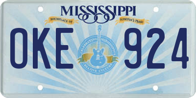 MS license plate OKE924