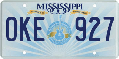 MS license plate OKE927