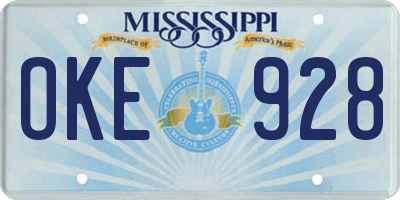 MS license plate OKE928