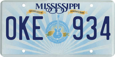 MS license plate OKE934