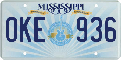MS license plate OKE936
