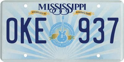 MS license plate OKE937