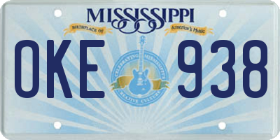 MS license plate OKE938