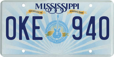 MS license plate OKE940