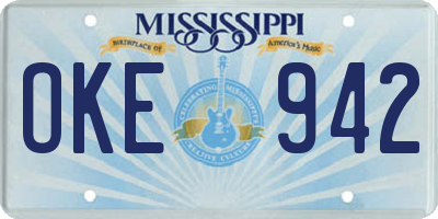 MS license plate OKE942