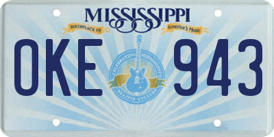 MS license plate OKE943