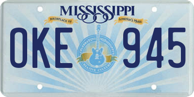 MS license plate OKE945