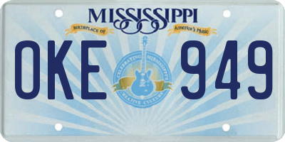 MS license plate OKE949