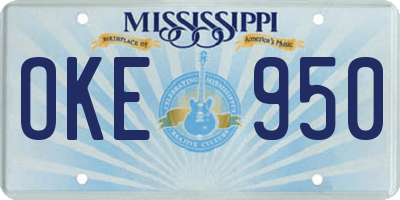 MS license plate OKE950