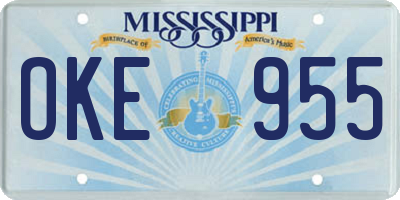 MS license plate OKE955