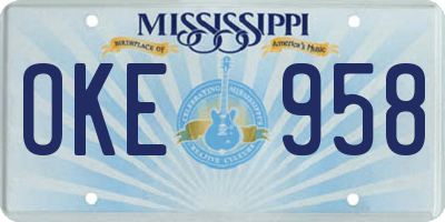 MS license plate OKE958