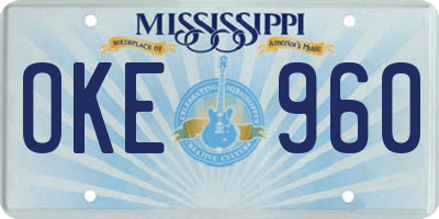 MS license plate OKE960