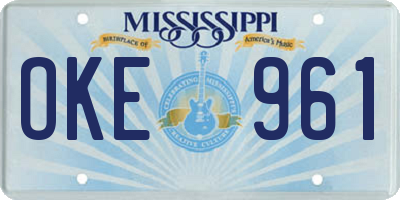 MS license plate OKE961