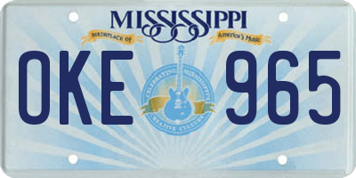 MS license plate OKE965