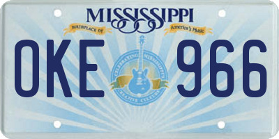 MS license plate OKE966