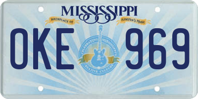 MS license plate OKE969
