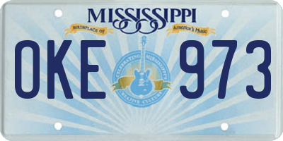 MS license plate OKE973