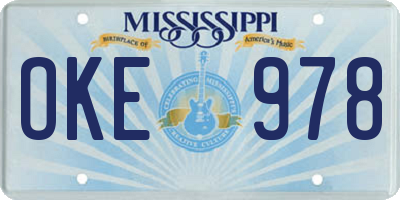 MS license plate OKE978