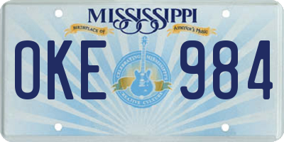MS license plate OKE984