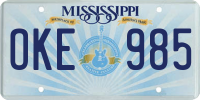MS license plate OKE985