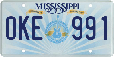 MS license plate OKE991