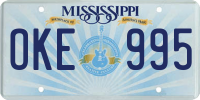 MS license plate OKE995