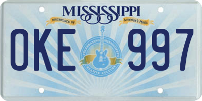 MS license plate OKE997