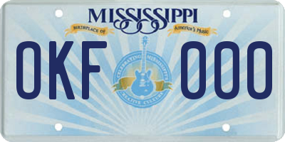 MS license plate OKF000