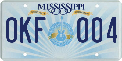 MS license plate OKF004