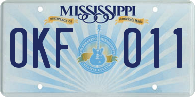 MS license plate OKF011