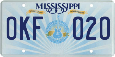 MS license plate OKF020