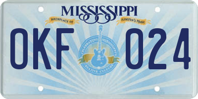 MS license plate OKF024
