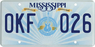 MS license plate OKF026