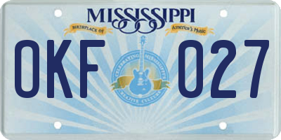 MS license plate OKF027