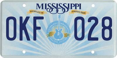 MS license plate OKF028