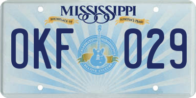 MS license plate OKF029