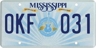 MS license plate OKF031