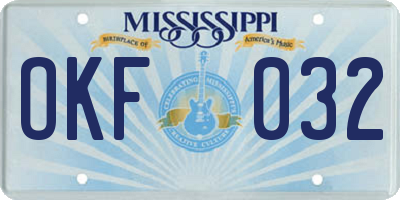 MS license plate OKF032